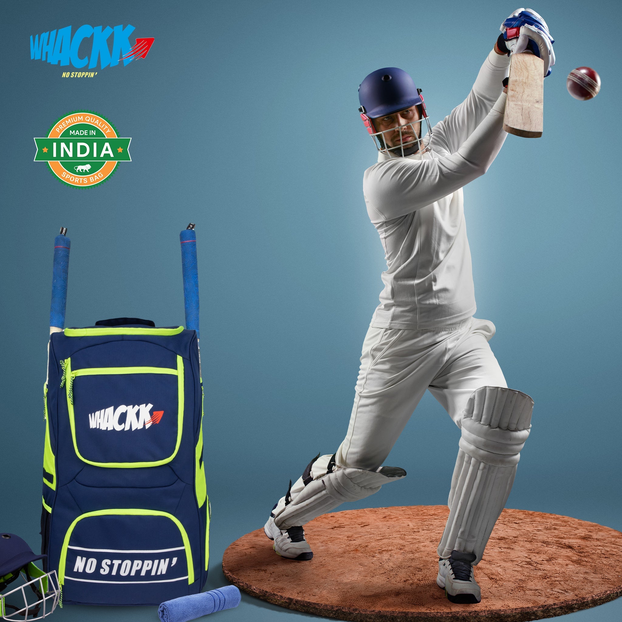 Crowe 60L Unisex Navy Cricket Kit Bag Backpack | Youth Size | 2 Bat | Shoe/Helmet Pocket | Main Compartment 14.75" Leg Pad | Bottle Holder | Easy Access Pocket | Player Edition Youth