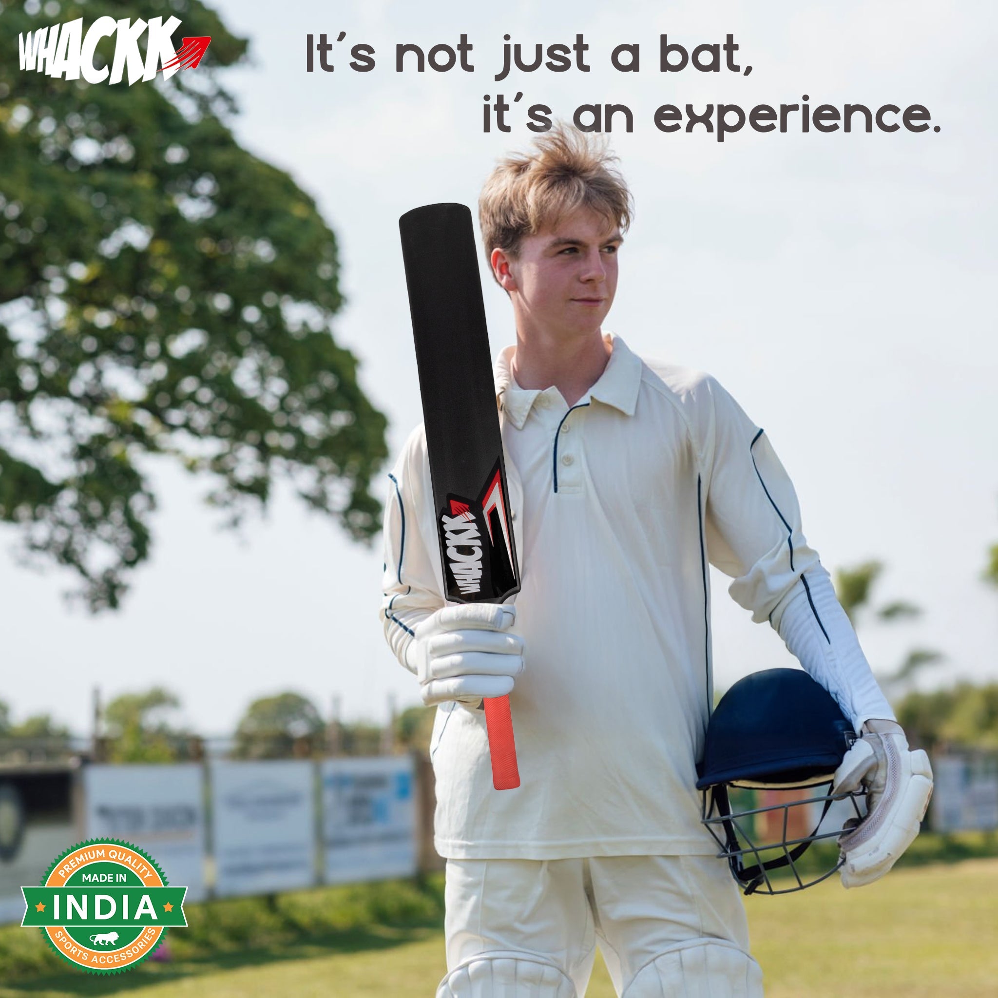 Whackk Cricket Bat Black Full Size Premium Hard Plastic Fiber Tennis Cricket Bats