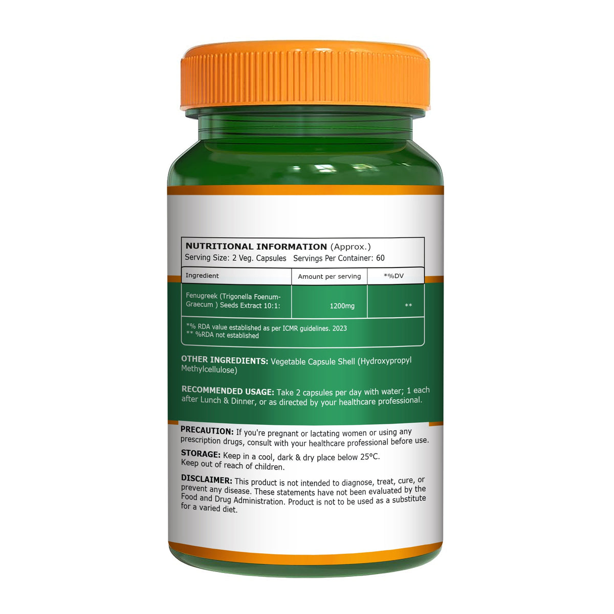 Fenugreek Seed Extract 1200mg Blood Sugar, Metabolism & Wellness | 120 Tablets