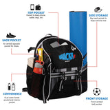 Champion Soccer Black White |Football Kitbag Bags|Basketball Volleyball Throwball Equipment Backpack |Football & Helmet Pocket |Exercise Mat Holder|Gym |Access Pockets|Sports Men Boys Bag