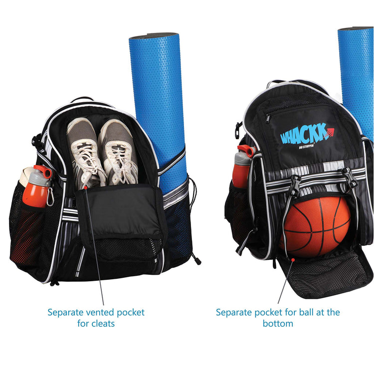 Champion Soccer Black White |Football Kitbag Bags|Basketball Volleyball Throwball Equipment Backpack |Football & Helmet Pocket |Exercise Mat Holder|Gym |Access Pockets|Sports Men Boys Bag