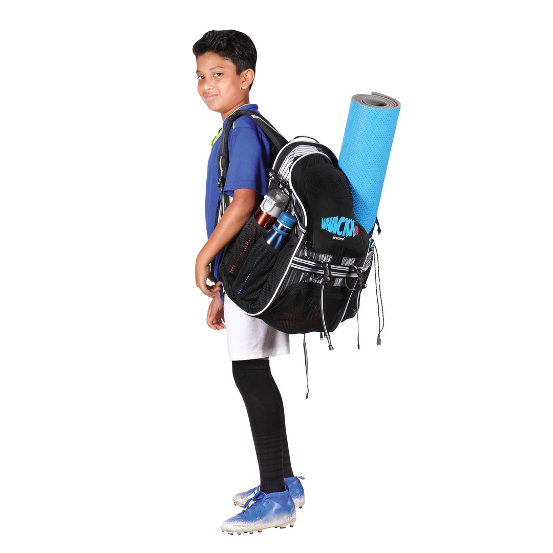 Champion Soccer Black White |Football Kitbag Bags|Basketball Volleyball Throwball Equipment Backpack |Football & Helmet Pocket |Exercise Mat Holder|Gym |Access Pockets|Sports Men Boys Bag