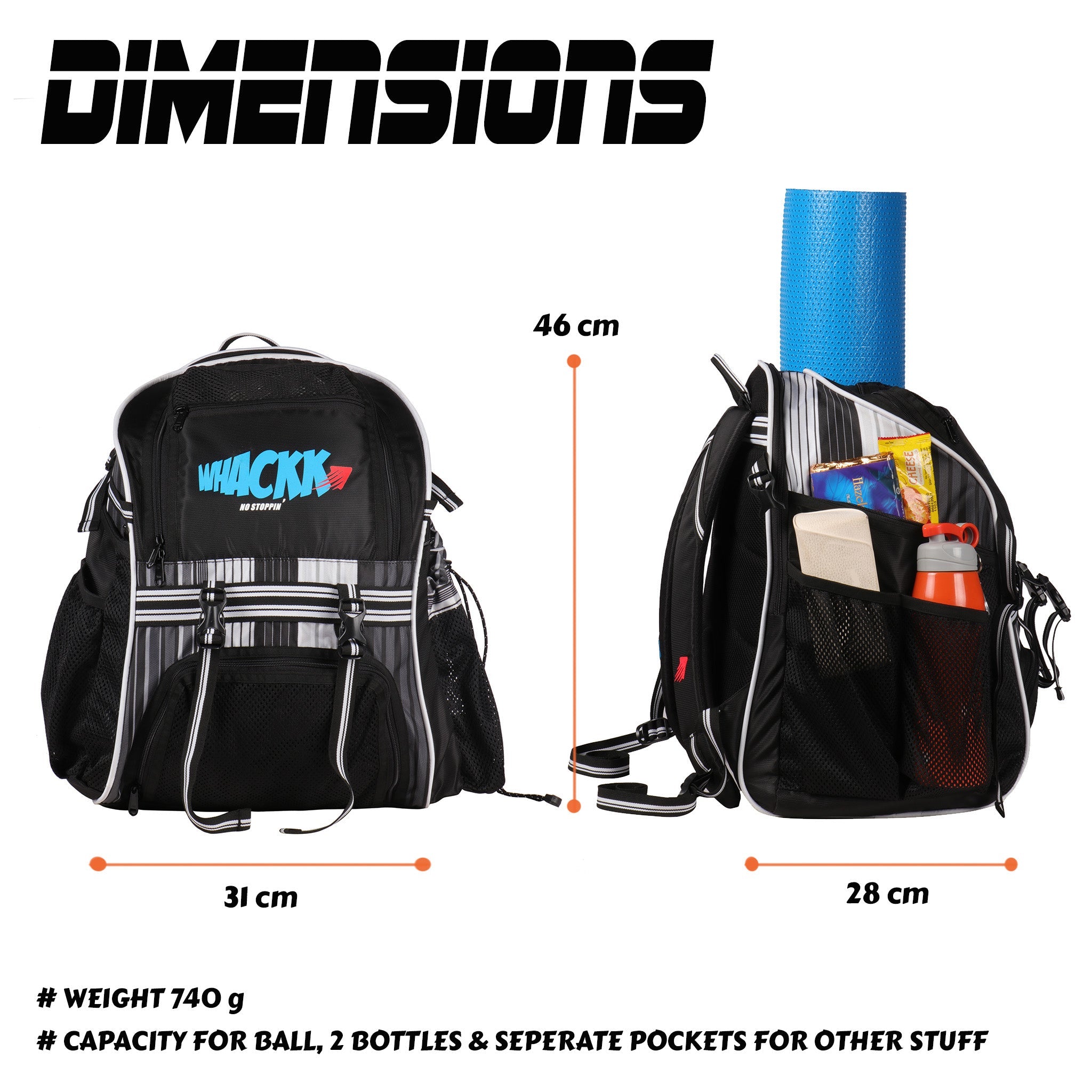 Champion Soccer Black White |Football Kitbag Bags|Basketball Volleyball Throwball Equipment Backpack |Football & Helmet Pocket |Exercise Mat Holder|Gym |Access Pockets|Sports Men Boys Bag