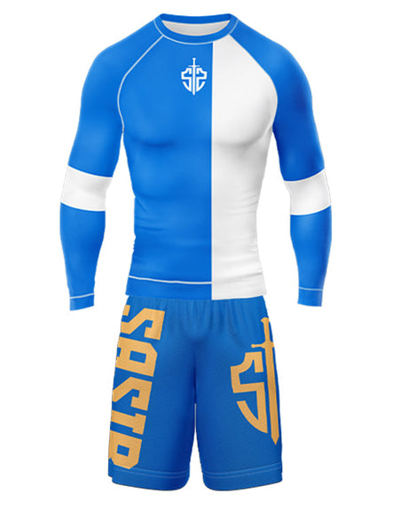 SASIB OG Full Sleeve Rashguard - Blue + SASIB OG MMA Shorts - Blue