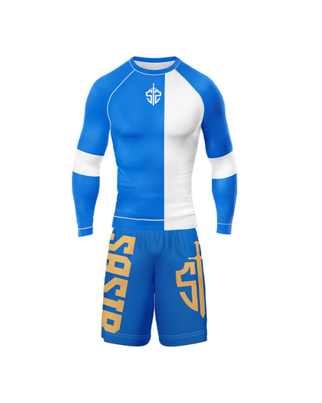 SASIB OG Full Sleeve Rashguard - Blue + SASIB OG MMA Shorts - Blue