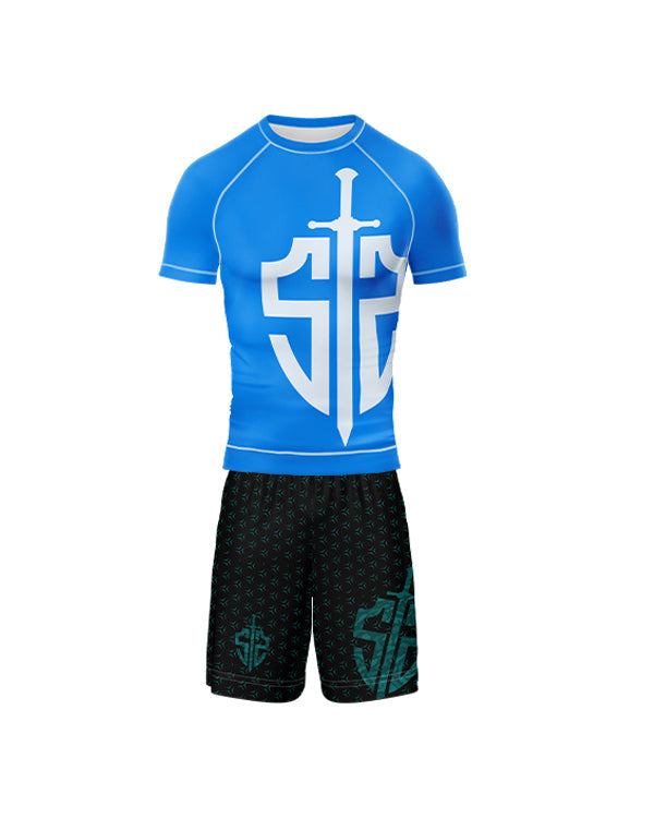 SASIB OG Rashguard - Blue + SASIB Shield TRAINING Shorts - Aqua