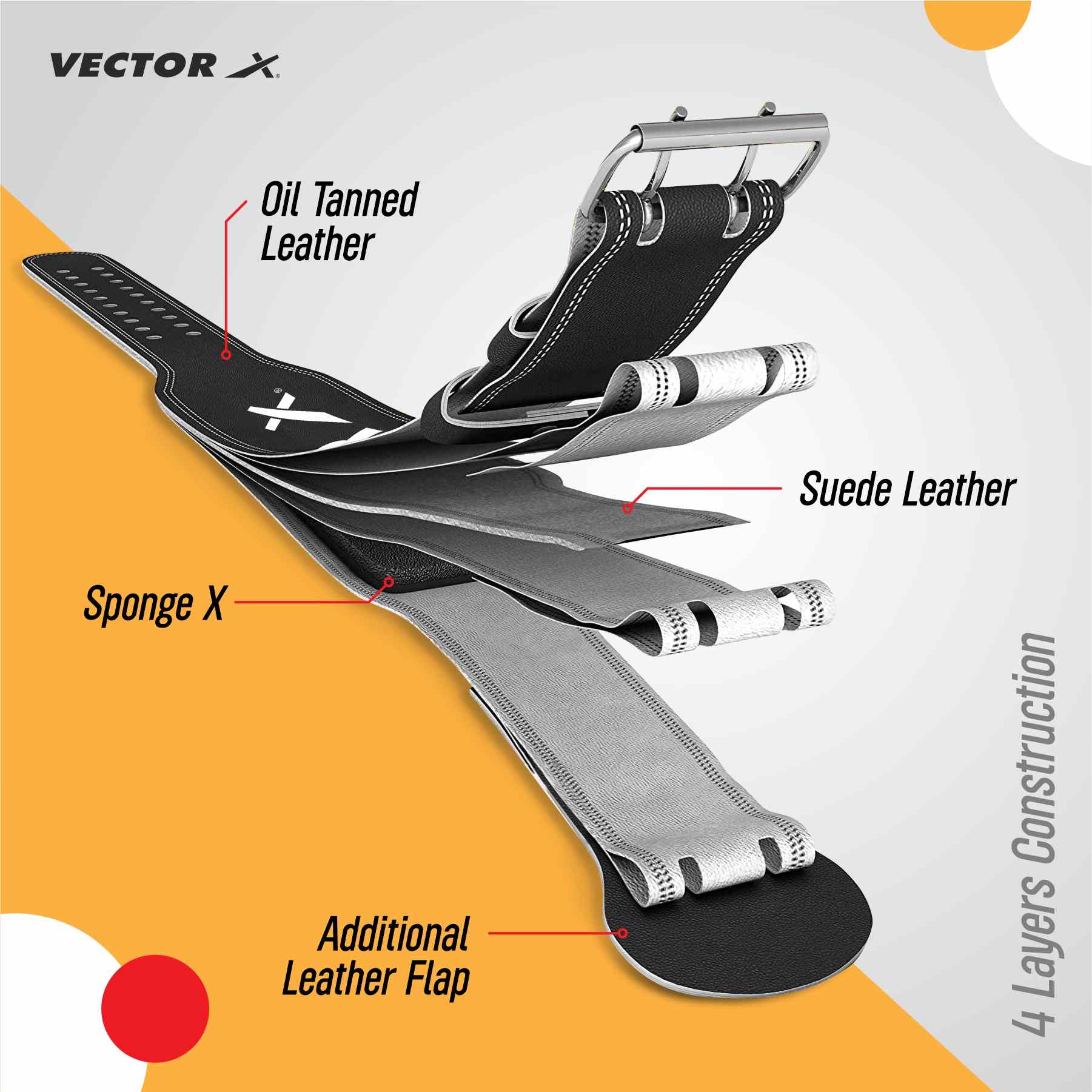 Vector X Champion Weight Lifting Leather Belt for Exercise,Gym,Fitness