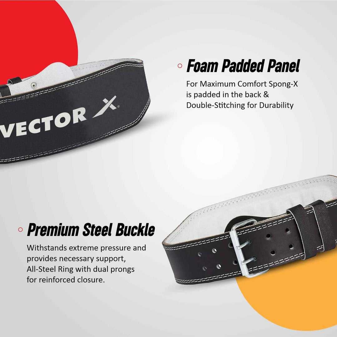 Vector X Champion Weight Lifting Leather Belt for Exercise,Gym,Fitness