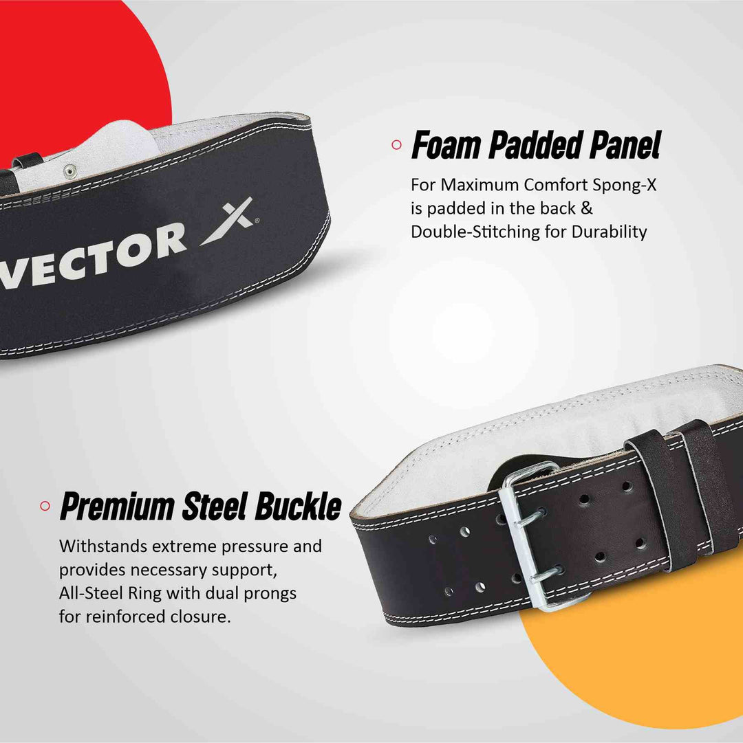 Vector X Champion Weight Lifting Leather Belt for Exercise,Gym,Fitness