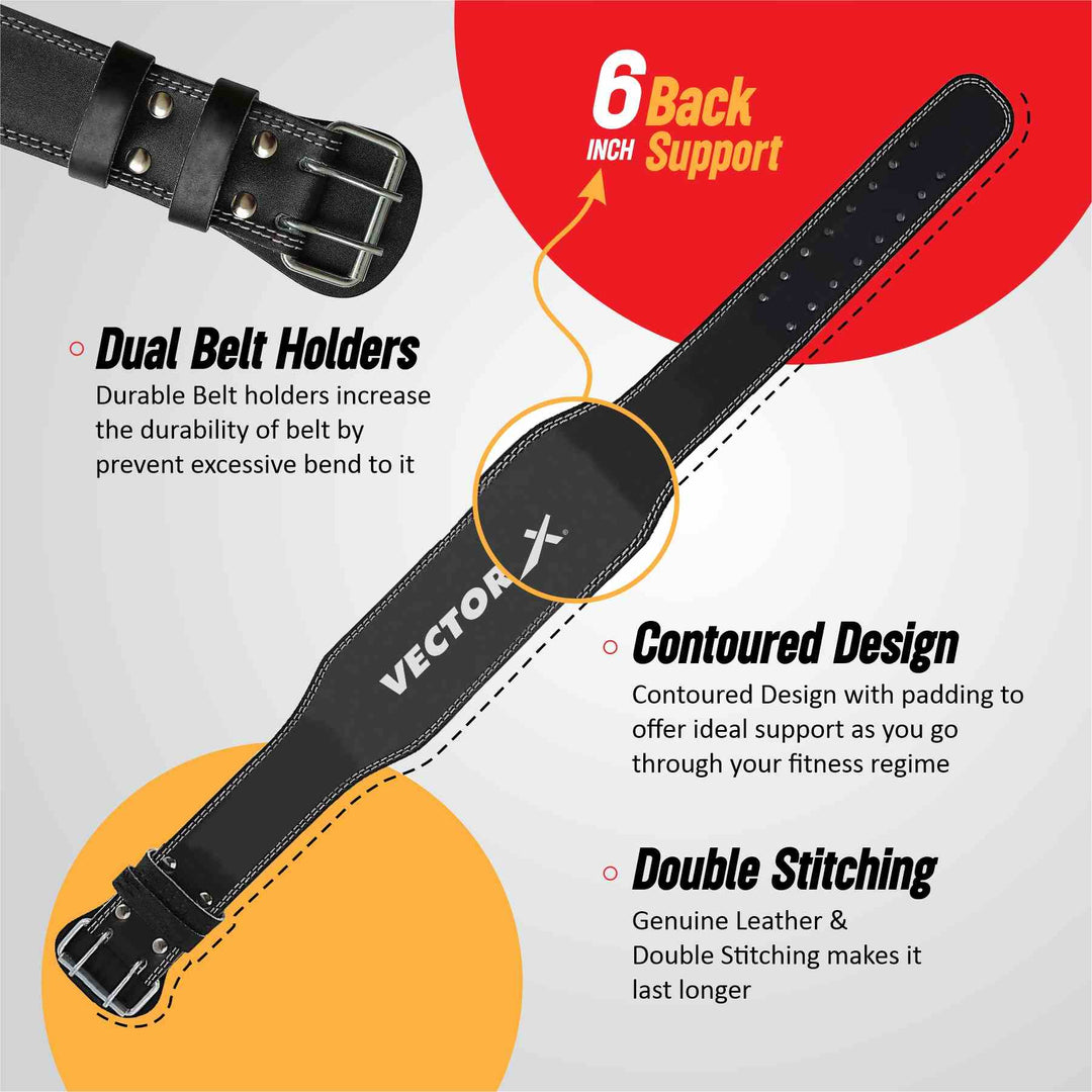 Vector X Champion Weight Lifting Leather Belt for Exercise,Gym,Fitness