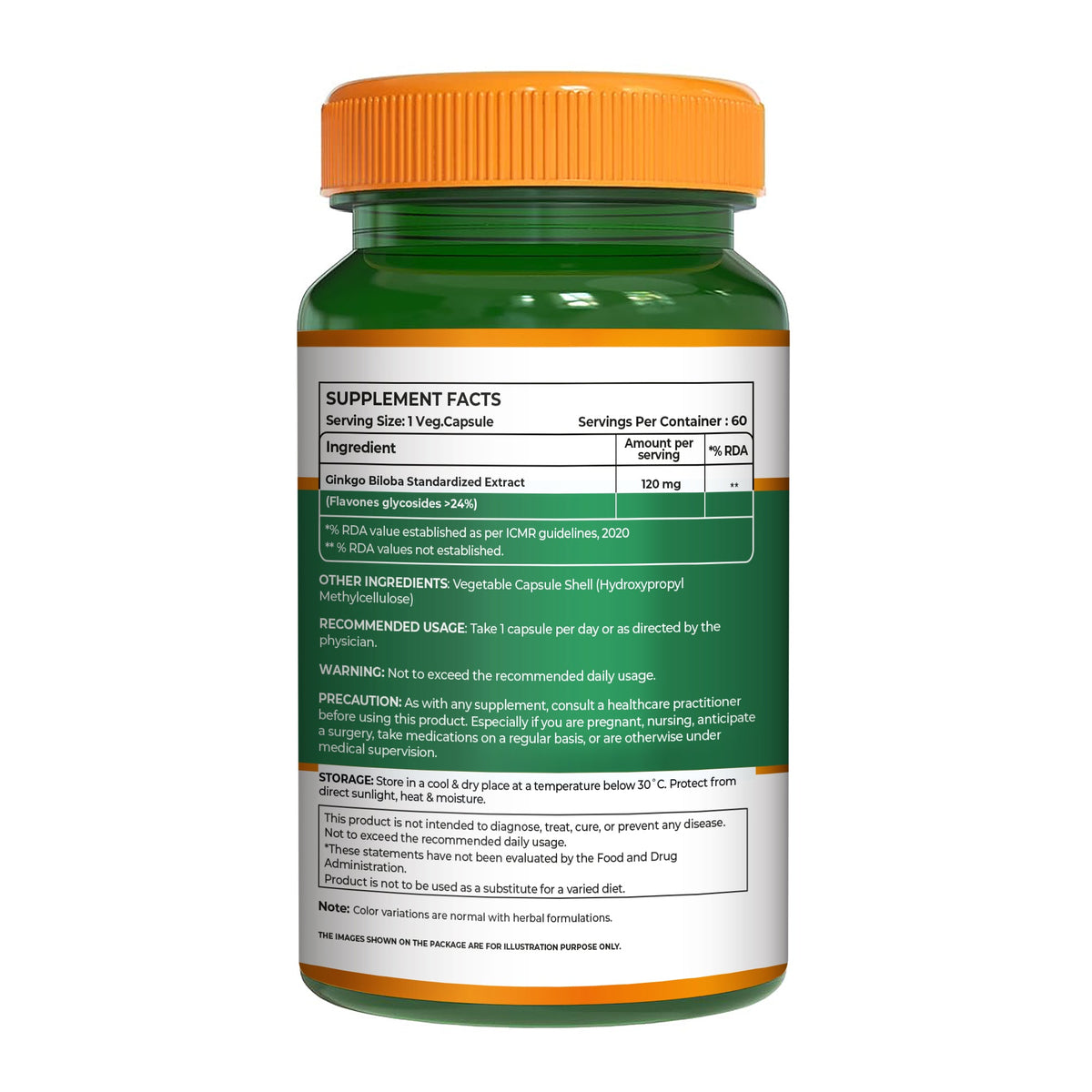Ginkgo Biloba 120mg Cognitive Wellness, Focus & Circulation Support