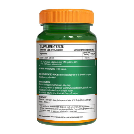 Garlic Extract Capsules 500mg  Heart Health, Cholesterol & Immunity