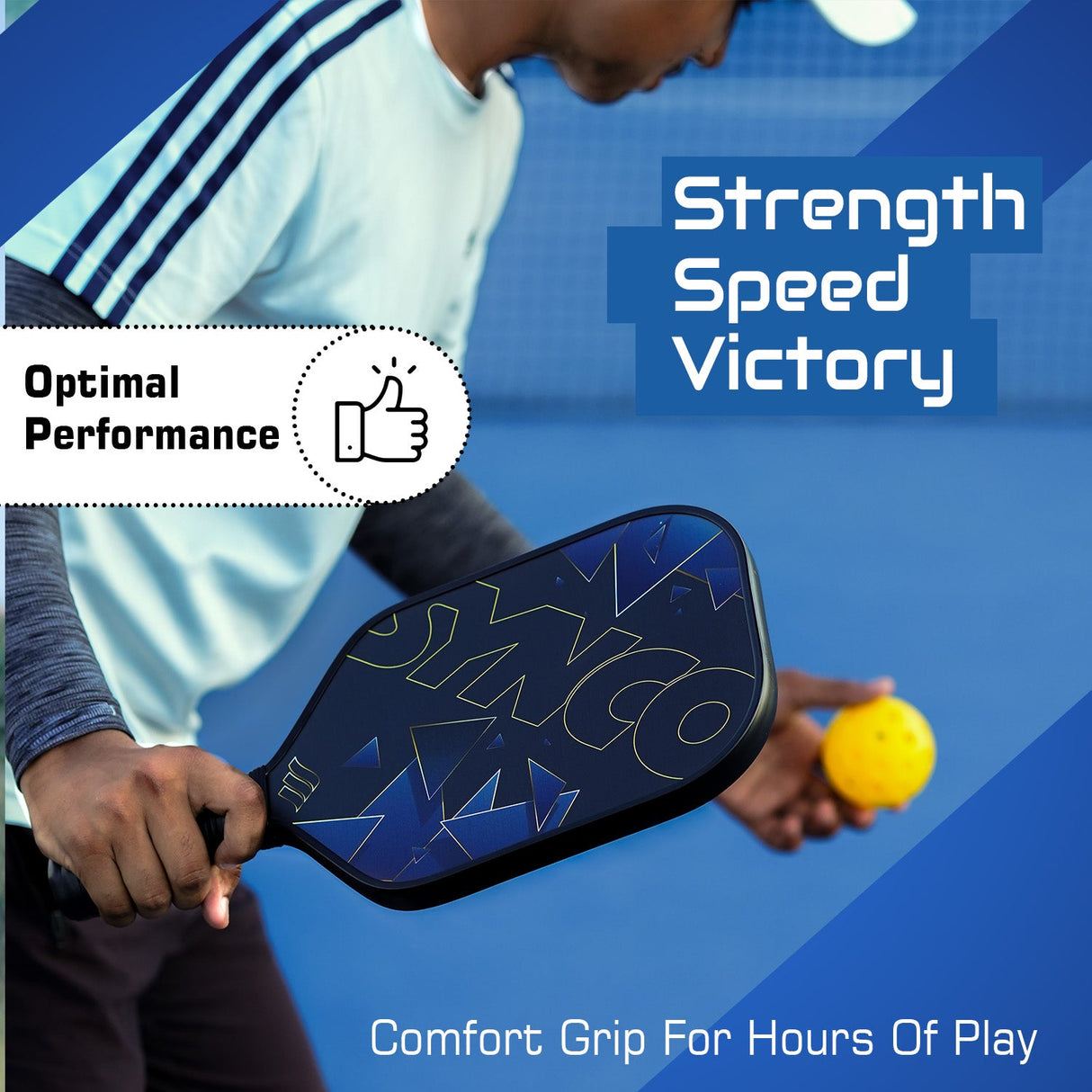 Synco Glory Carbon Fiber Pickleball Paddle Set | 2 Racket, 4 Pickleballs with Carry Bag | 16mm Professional Paddle