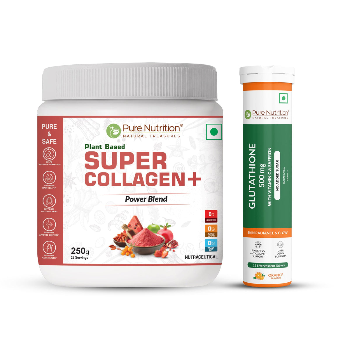 Radiant Skin Combo Glutathione 500mg Effervescent + Plant-Based Collagen - Nutrition by Pure Nutrition