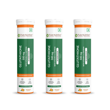Glutathione 500mg with Vitamin C & Saffron | Effervescent Tablets for Skin Glow