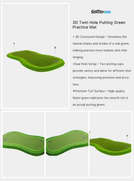 Golfoy Basics 3D Twin Hole Putting Green Practice Mat