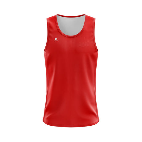 Printed Mens Sleeveless Polyester Gym Fit Vest Workout Red Tank Top | Triumph