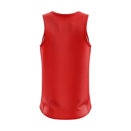 Printed Mens Sleeveless Polyester Gym Fit Vest Workout Red Tank Top | Triumph