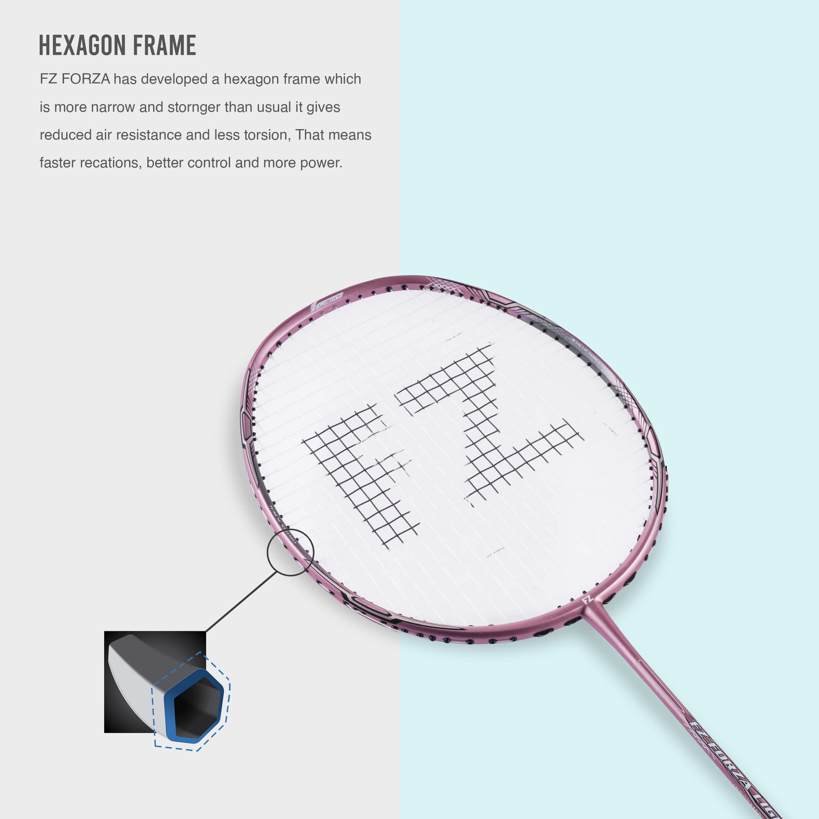 Light 11.1 Medium Strung Defensive Badminton Racket (Lilac)- 4U/G5