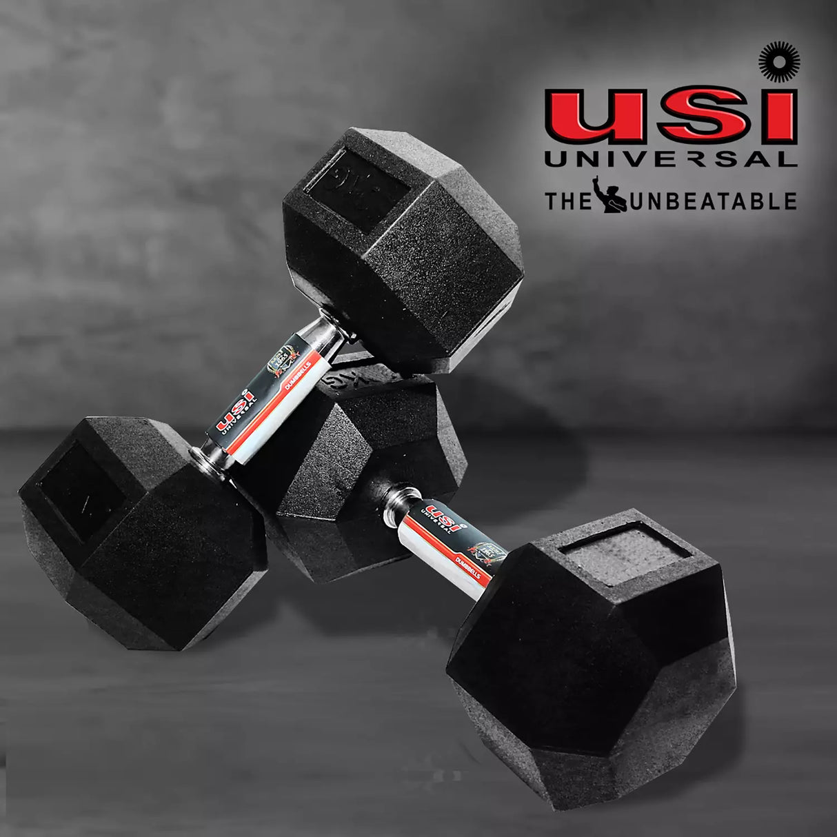 USI HDB Hexagon Rubber Dumbbell - Fitness Equipment