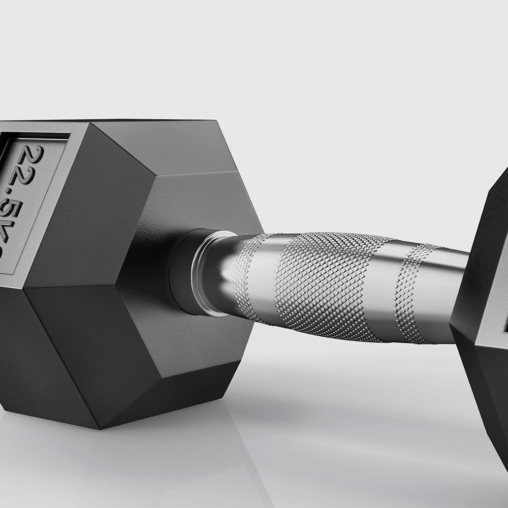Kobo Imported Hex Rubber Dumbbell