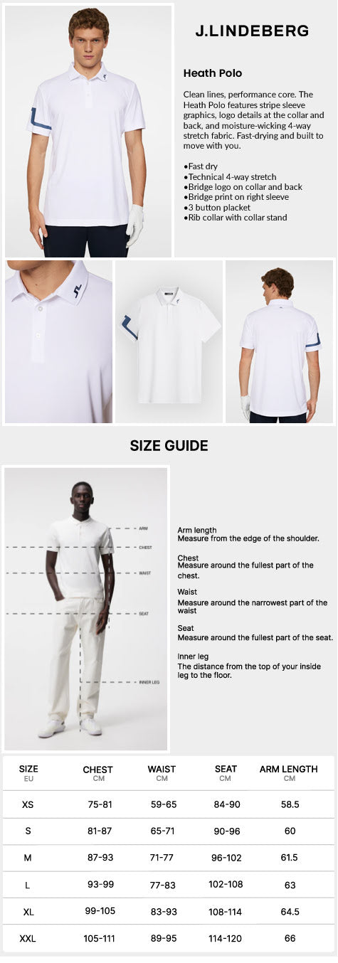 J Lindeberg Men's Heath Golf Polo - White