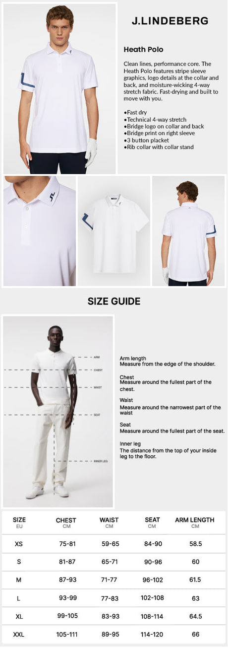 J Lindeberg Men's Heath Golf Polo - White