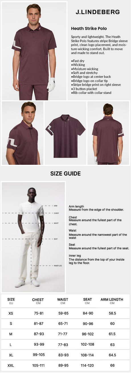 J Lindeberg Men's Heath Strike Golf Polo - Huckleberry