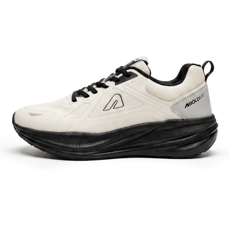 PaceX Men's Shoes- Off White Black | Boldfit