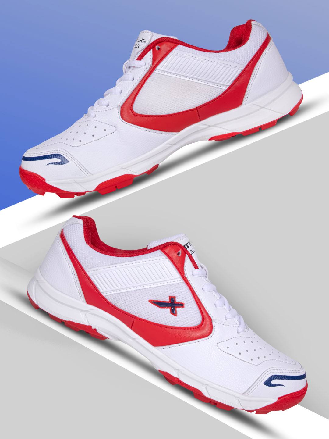 Vector X Pull up Cricket Sports Outdoor Shoes Synthetic Leather Upper/PVC Sole Studs for Men Velcro & Lace up|Lightweight & Durable Footwear|Ideal for Turf, Ground & Hard Surfaces