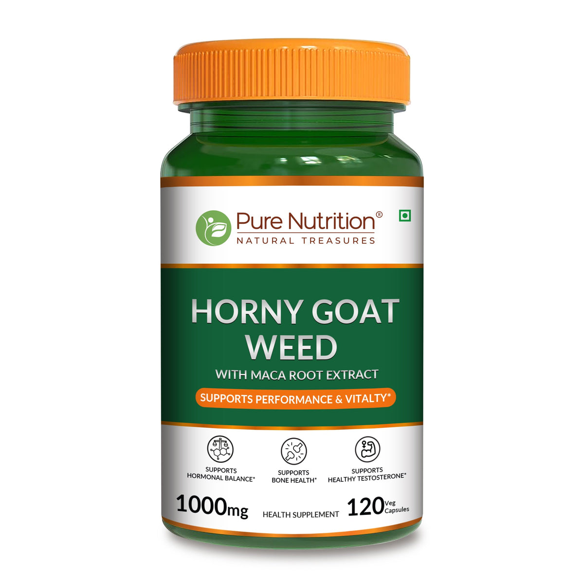 Horny Goat Weed with Maca Root  120 Veg Tablets | Vitality & Stamina - Nutrition by Pure Nutrition