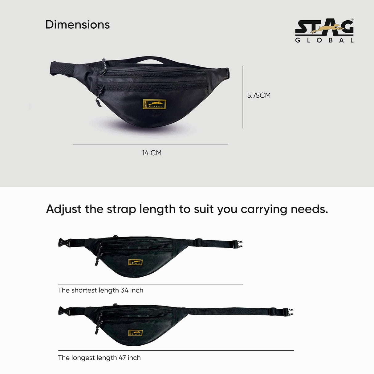 STAG GLOBAL Flex Side Bag – Versatile Crossbody Chest Bag with Adjustable Strap for Men & Women (Model 2)