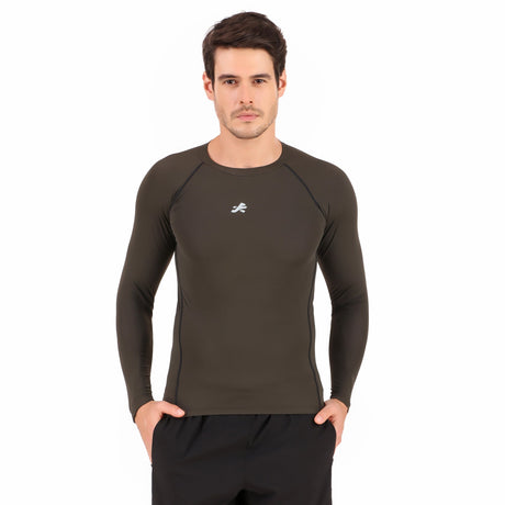 Nylon Compression Tshirt Full Sleeve Tights For Men (Green)
