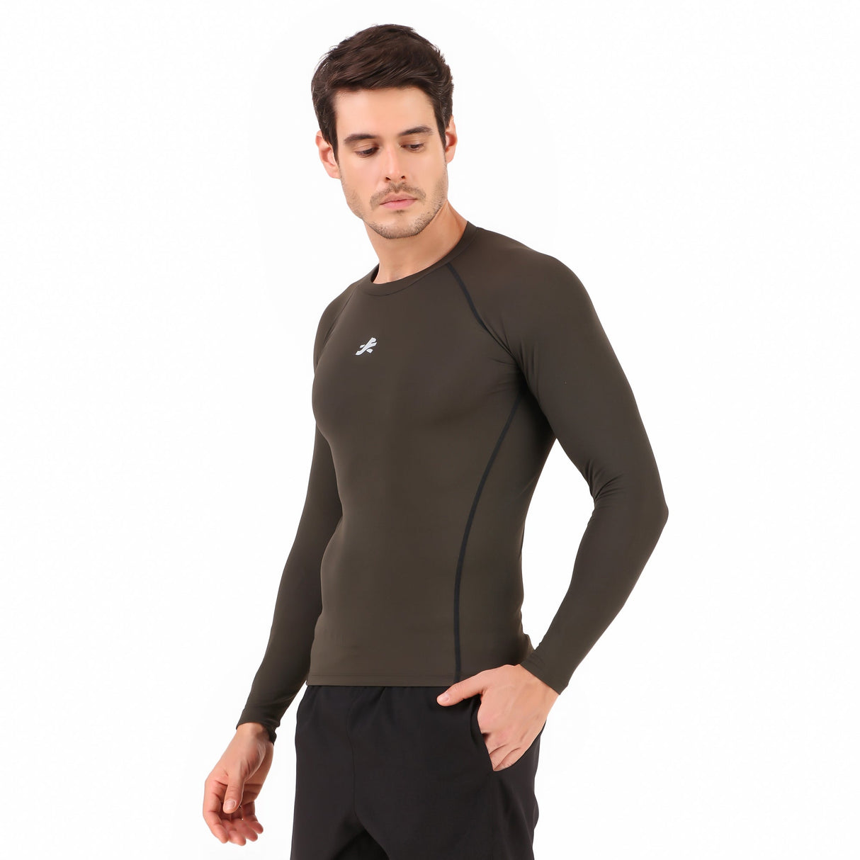 Nylon Compression Tshirt Full Sleeve Tights For Men (Green)