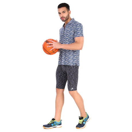 Performance Polo Zip Collar Tshirt For Men (Skimmed Blue)