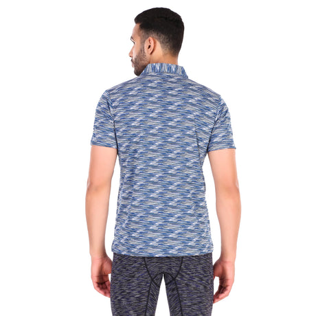 Performance Polo Zip Collar Tshirt For Men (Skimmed Blue)