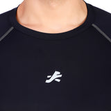Nylon Compression Tshirt Half Sleeve Tights For Men (Navy Blue)