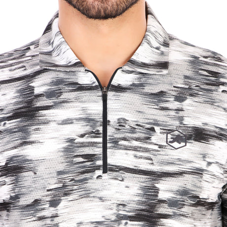 Performance Polo Zip Collar Tshirt For Men (Van Gogh)
