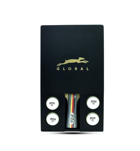 STAG GLOBAL Table Tennis Vegan Leather Case with Black Wooden  Box Bat Cover Free Size : Not Included Bat & Balls