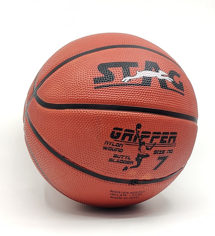 STAG GLOBAL Gripper Basketball | Size 7 | High Grip | Nylon Winding Butyl Bladder | Indoor & Outdoor Play
