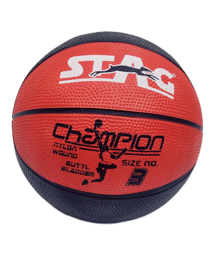 STAG GLOBAL Champion Basket Ball  | Size 3 | Nylon Wound | Butyl Bladder | High Grip for Kids & Beginners