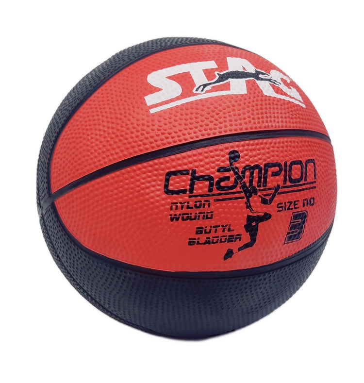 STAG GLOBAL Champion Basket Ball  | Size 3 | Nylon Wound | Butyl Bladder | High Grip for Kids & Beginners