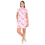 Activewear Collar Neck Dress For Women (Pink Floral)