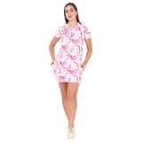 Activewear Collar Neck Dress For Women (Pink Floral)