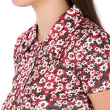 Activewear Collar Neck Dress For Women (Red Floral)