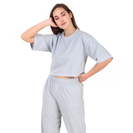 Cotton Crop Top For Women (Sky)
