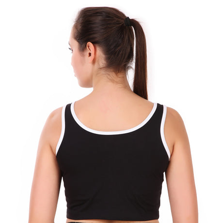 Cotton Crop Tank Top For Women (Black)