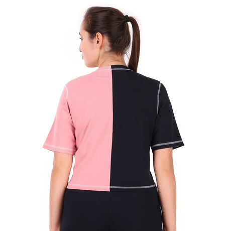 Cotton Crop Top For Women (Navy/Pink)