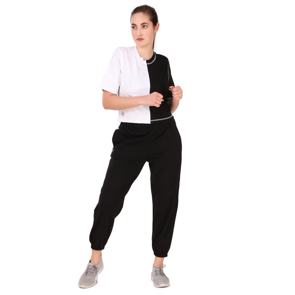 Cotton Crop Top For Women (Black/White)