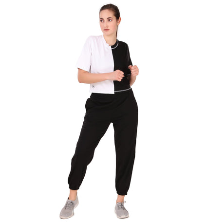 Cotton Crop Top For Women (Black/White)